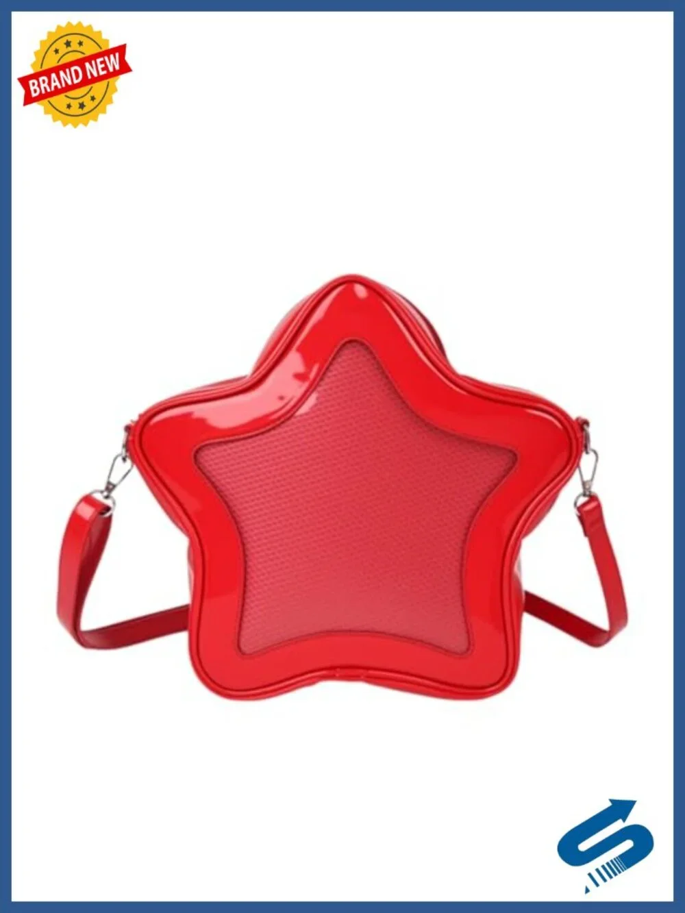 Star Shaped Ita Bag Pins Display Crossbody Backpack PU Leather